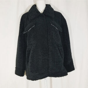 Something Navy Dark Gray Teddy Faux Shearling Jacket - Large NWT